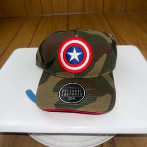 Marvel Captain America Camo Snapback Hat Bioworld Shield Logo OSFM New